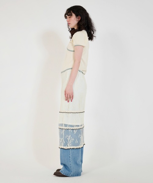 配色 半袖ニットプルオーバー TINA：JOJUN（ニット/セーター）｜TINA：JOJUN（ティーナジョジュン）