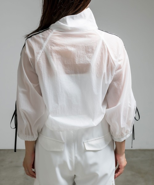 OLIVE des OLIVE（オリーブデオリーブ）の「リボンライン5分袖シアブルゾン　1041070150（ブルゾン・レディース・オフホワイト/ブラック・FREE）」の12枚目の写真