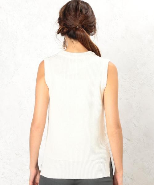 green label relaxing（グリーンレーベルリラクシング）の「KF HandWash FLC カタアゼ ニット ベスト◆（ベスト・レディース・ネイビー/オフホワイト・フリー）」の10枚目の写真