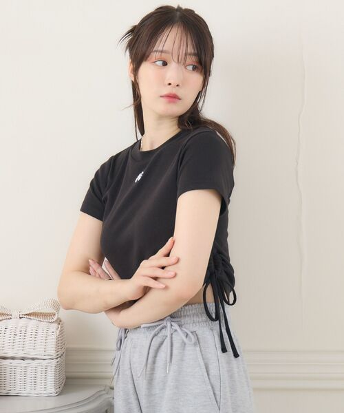 ems excite(エムズエキサイト)の「サイドオープンドロストTEE(Tシャツ/カットソー・レディース・ブラック/ピンク/オフホワイト/ブルー・FREE)」の10枚目の写真