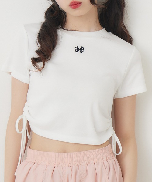ems excite(エムズエキサイト)の「サイドオープンドロストTEE(Tシャツ/カットソー・レディース・ブラック/ピンク/オフホワイト/ブルー・FREE)」の2枚目の写真