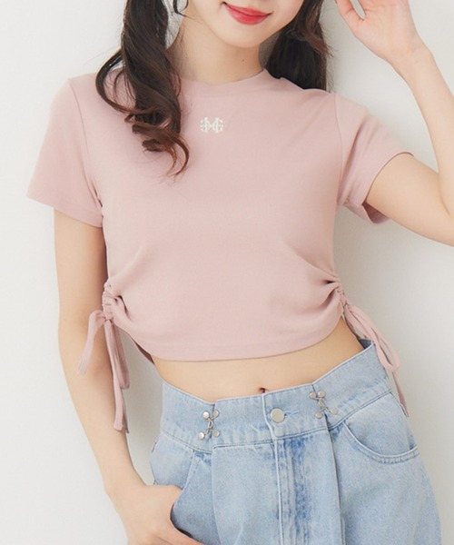 ems excite(エムズエキサイト)の「サイドオープンドロストTEE(Tシャツ/カットソー・レディース・ブラック/ピンク/オフホワイト/ブルー・FREE)」の4枚目の写真