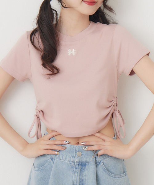 ems excite(エムズエキサイト)の「サイドオープンドロストTEE(Tシャツ/カットソー・レディース・ブラック/ピンク/オフホワイト/ブルー・FREE)」の6枚目の写真