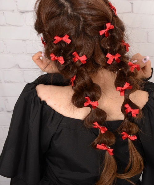 VIBGYOR Women(ヴィブジョー ウィメン)の「【float】ミニリボン ミニヘアクリップ【16個セット/6色展開/イベント/発表会/ヘアアレンジ】(バレッタ/ヘアクリップ・レディース・パープル/ホワイト/ブラック/レッド/ブルー/アイボリー・FREE)」の6枚目の写真