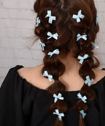 VIBGYOR Women | 【float】ミニリボン ミニヘアクリップ【16個セット/6色展開/イベント/発表会/ヘアアレンジ】(バレッタ/ヘアクリップ)
