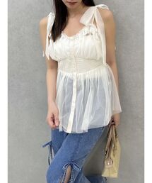 dazzlin | ショルダーリボンチュールペプラムビスチェ(タンクトップ)