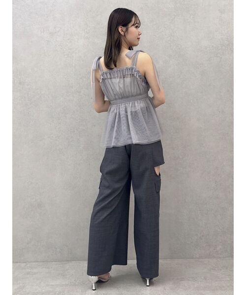 dazzlin（ダズリン）の「ショルダーリボンチュールペプラムビスチェ（タンクトップ・レディース・レッド/グレー/アイボリー/ネイビー・FREE）」の9枚目の写真