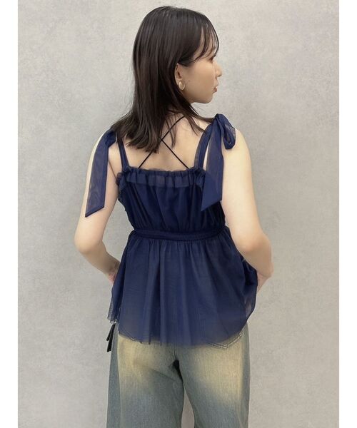 dazzlin（ダズリン）の「ショルダーリボンチュールペプラムビスチェ（タンクトップ・レディース・レッド/グレー/アイボリー/ネイビー・FREE）」の12枚目の写真