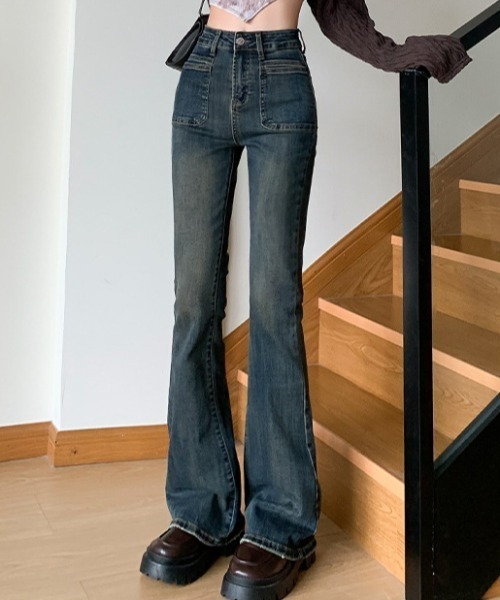 Teem Store（チームストア）の「ハイウエスト フレアパンツ（デニムパンツ・レディース・ブルー・S/L/M）」の10枚目の写真