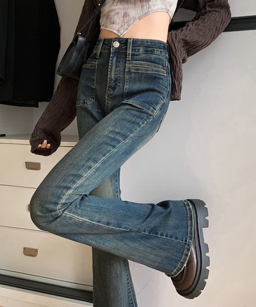 Teem Store（チームストア）の「ハイウエスト フレアパンツ（デニムパンツ・レディース・ブルー・S/L/M）」の7枚目の写真