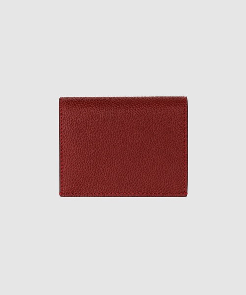 THOM BROWNE(トムブラウン)の「DOUBLE CARD HOLDER IN PEBBLE GRAIN LEATHER(カードケース・メンズ・バーガンディー・ONE SIZE)」の1枚目の写真