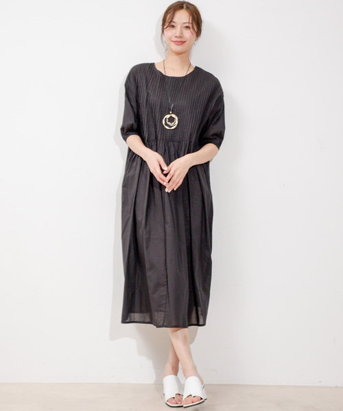 Jayro(ジャイロ)の「インド綿タックロングワンピース(ワンピース・レディース・ピンク/ブラック/ブルー・M)」の4枚目の写真