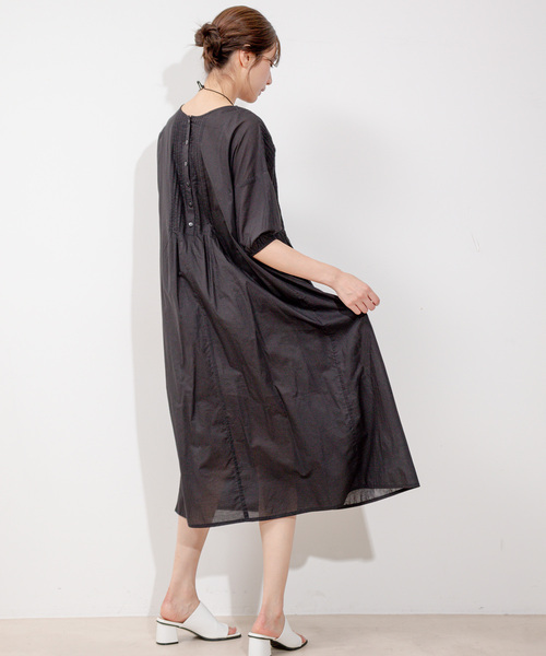 Jayro(ジャイロ)の「インド綿タックロングワンピース(ワンピース・レディース・ピンク/ブラック/ブルー・M)」の6枚目の写真