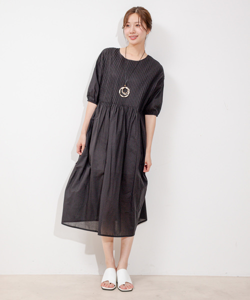 Jayro(ジャイロ)の「インド綿タックロングワンピース(ワンピース・レディース・ピンク/ブラック/ブルー・M)」の7枚目の写真