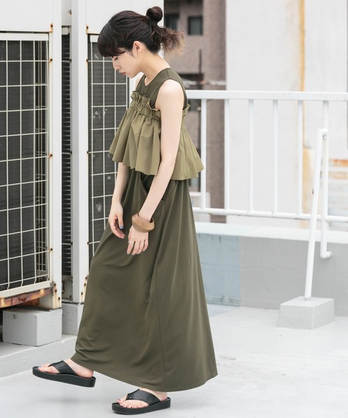 KBF（ケイビーエフ）の「ペプラムSETカットワンピース（ワンピース・レディース・カーキ/ボルドー/ブラック・ONE）」の19枚目の写真