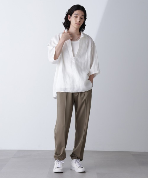 NANO universe（ナノユニバース）の「「モダンコンフォートシリーズ」スリムイージーピンタックパンツ（その他パンツ・メンズ・グレイッシュベージュ/ブラック/ネイビー/チャコール・L/M/S）」の6枚目の写真