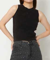 《ピグメント加工×ヘルシー肌見せ》レディース ノースリーブ ニットタンクトップ 春夏秋