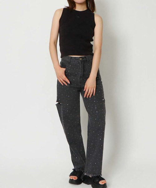 GORGE(ゴージ)の「《ピグメント加工×ヘルシー肌見せ》レディース ノースリーブ ニットタンクトップ 春夏秋(Tシャツ/カットソー・レディース・ブラック/ピンク/ライトベージュ・F)」の6枚目の写真