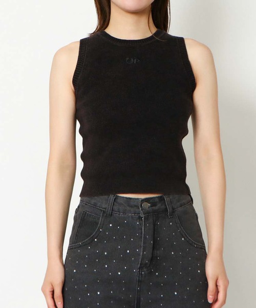 GORGE(ゴージ)の「《ピグメント加工×ヘルシー肌見せ》レディース ノースリーブ ニットタンクトップ 春夏秋(Tシャツ/カットソー・レディース・ブラック/ピンク/ライトベージュ・F)」の9枚目の写真