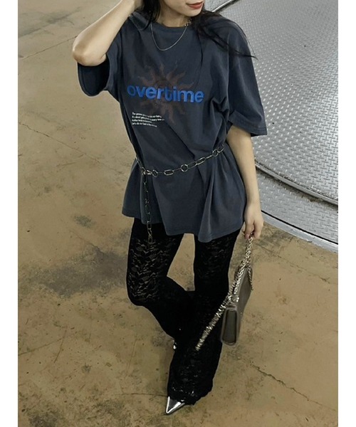 EVRIS(エヴリス)の「OVER TIMEグラフィックBIG Tシャツ(Tシャツ/カットソー・レディース・ホワイト/グレー/ブラック・FREE)」の22枚目の写真