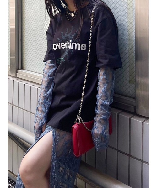 EVRIS(エヴリス)の「OVER TIMEグラフィックBIG Tシャツ(Tシャツ/カットソー・レディース・ホワイト/グレー/ブラック・FREE)」の9枚目の写真