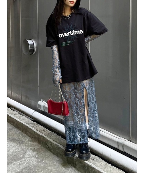 EVRIS(エヴリス)の「OVER TIMEグラフィックBIG Tシャツ(Tシャツ/カットソー・レディース・ホワイト/グレー/ブラック・FREE)」の7枚目の写真