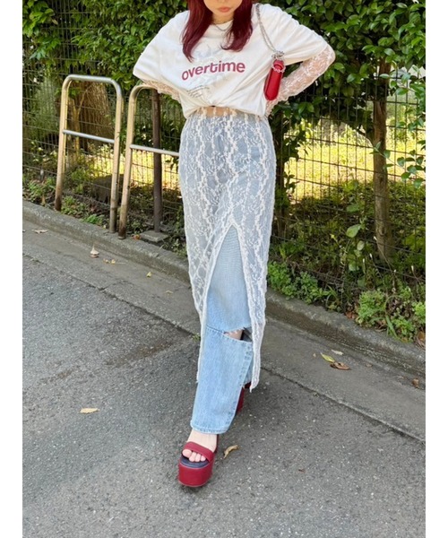 EVRIS(エヴリス)の「OVER TIMEグラフィックBIG Tシャツ(Tシャツ/カットソー・レディース・ホワイト/グレー/ブラック・FREE)」の6枚目の写真