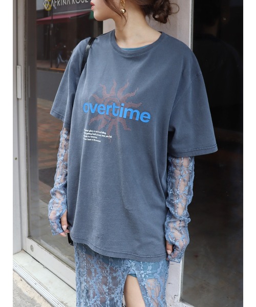 EVRIS(エヴリス)の「OVER TIMEグラフィックBIG Tシャツ(Tシャツ/カットソー・レディース・ホワイト/グレー/ブラック・FREE)」の18枚目の写真