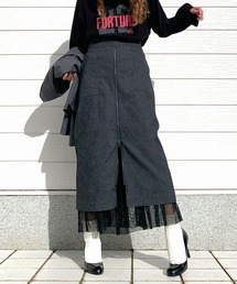 Q | メッシュレイヤードスカート(スカート)