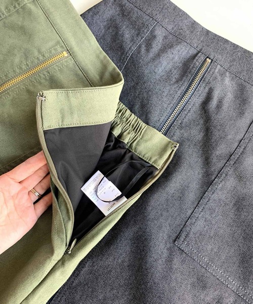 Q（キュー）の「メッシュレイヤードスカート（スカート・レディース・ネイビー/カーキ・MEDIUM）」の8枚目の写真