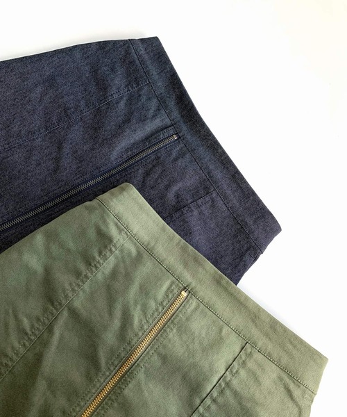 Q（キュー）の「メッシュレイヤードスカート（スカート・レディース・ネイビー/カーキ・MEDIUM）」の6枚目の写真