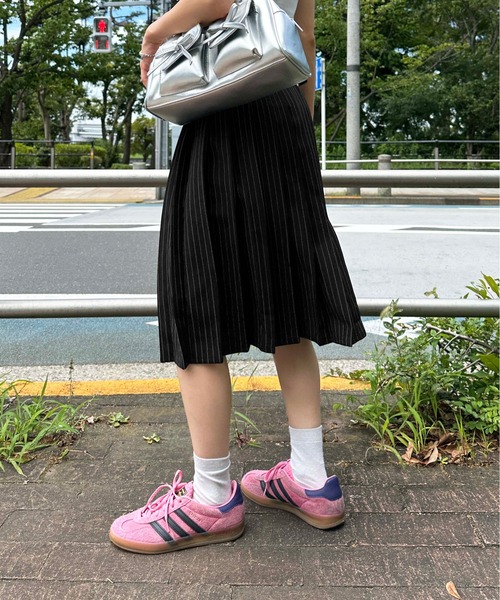 まきまきスカート　パープル×エメラルドグリーン プリマゼル Primazel 春夏新作 全2色 水彩柄ミモレ丈フレア