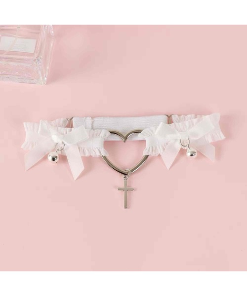 tone（トーン）の「【88eighty-eight】ゴシックレースリボンハートチョーカー【import】(MA)（チョーカー・レディース・ホワイト/ブラック・FREE）」の7枚目の写真