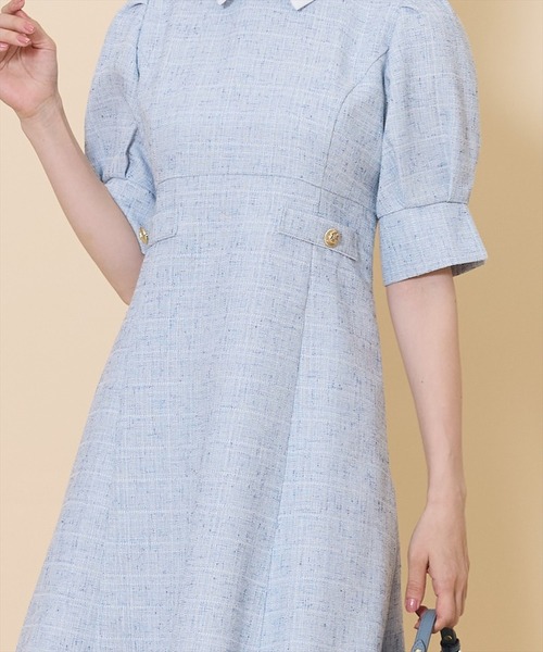 (新品未使用)2WAYバイカラー衿エレガンスツイードミニワンピース スウィングル SWINGLE 2WAYバイカラー衿エレガンスツイードミニ