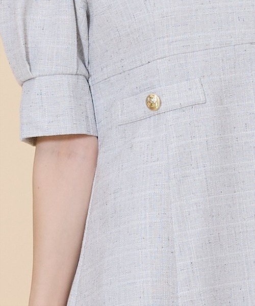 SWINGLE(スウィングル)の「2WAYバイカラー衿エレガンスツイードミニワンピース(ワンピース・レディース・ライトグレー/ネイビー/サックスブルー・FREE)」の6枚目の写真