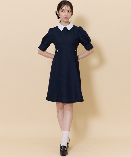 SWINGLE(スウィングル)の「2WAYバイカラー衿エレガンスツイードミニワンピース(ワンピース・レディース・ライトグレー/ネイビー/サックスブルー・FREE)」の19枚目の写真