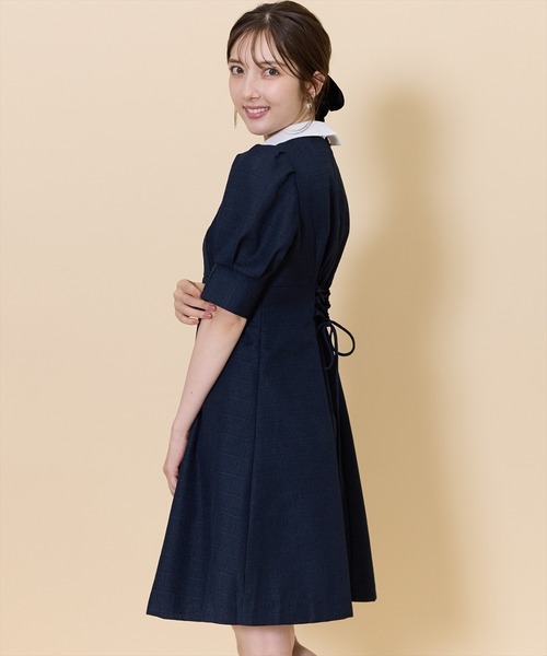 SWINGLE(スウィングル)の「2WAYバイカラー衿エレガンスツイードミニワンピース(ワンピース・レディース・ライトグレー/ネイビー/サックスブルー・FREE)」の17枚目の写真