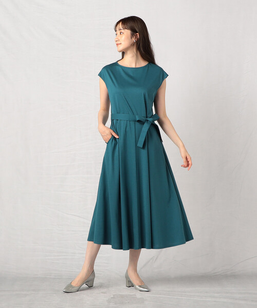 【セール】ウォッシャブル ウエストベルト付きフレンチスリーブワンピース（ワンピース）｜Comme ca Mature（コムサマチュア）