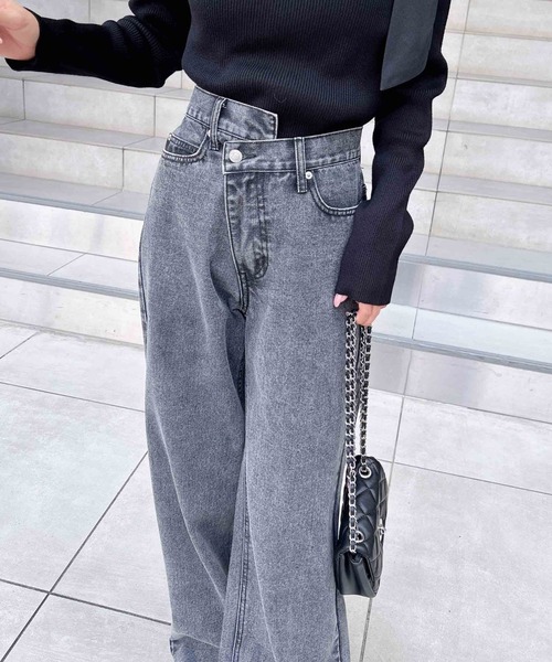 INGNI（イング）の「ウエストデザインワイドデニムパンツ（デニム  