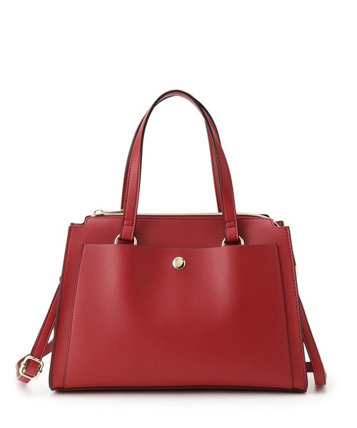 SHOO・LA・RUE（シューラルー）の「◆【通勤/学校行事/2WAY】一枚革風フロントポケットトートバッグ（トートバッグ・レディース・ブラック/ワインレッド/ベージュ系その他7・00）」の5枚目の写真