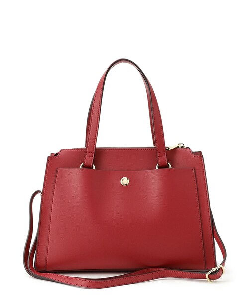 SHOO・LA・RUE（シューラルー）の「◆【通勤/学校行事/2WAY】一枚革風フロントポケットトートバッグ（トートバッグ・レディース・ブラック/ワインレッド/ベージュ系その他7・00）」の7枚目の写真