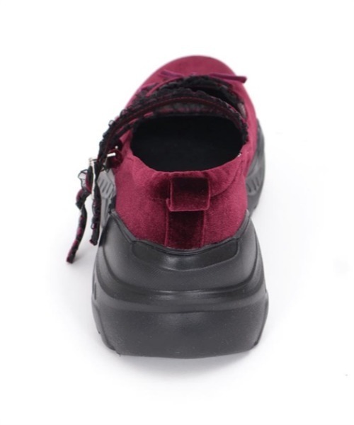 axes femme POETIQUE（アクシーズファムポエティック）の「ベロアバレエスニーカー（スニーカー・レディース・ブラック/ワイン・MEDIUM/LARGE）」の4枚目の写真