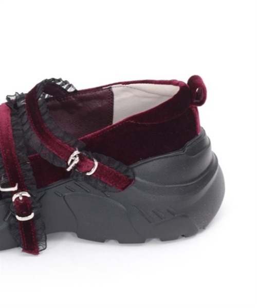 axes femme POETIQUE（アクシーズファムポエティック）の「ベロアバレエスニーカー（スニーカー・レディース・ブラック/ワイン・MEDIUM/LARGE）」の6枚目の写真