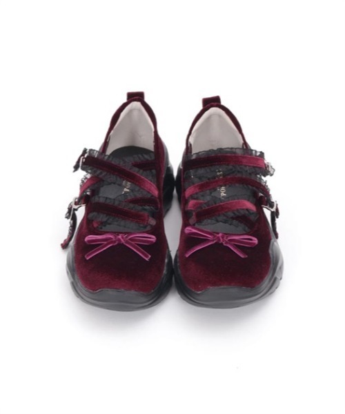 axes femme POETIQUE（アクシーズファムポエティック）の「ベロアバレエスニーカー（スニーカー・レディース・ブラック/ワイン・MEDIUM/LARGE）」の11枚目の写真