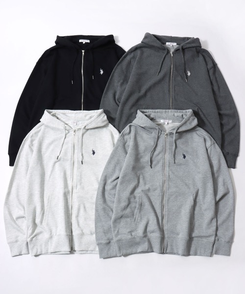 U.S. POLO ASSN.（ユーエスポロアッスン）の「U.S.POLO ASSN.（ユーエスポロアッスン）ブランドロゴ刺繍スウェット ジップアップパーカー/ビッグシルエット/ユニセックス（パーカー・メンズ・ブラック/アッシュグレー/チャコールグレー/グレー・LL/M/L）」の13枚目の写真
