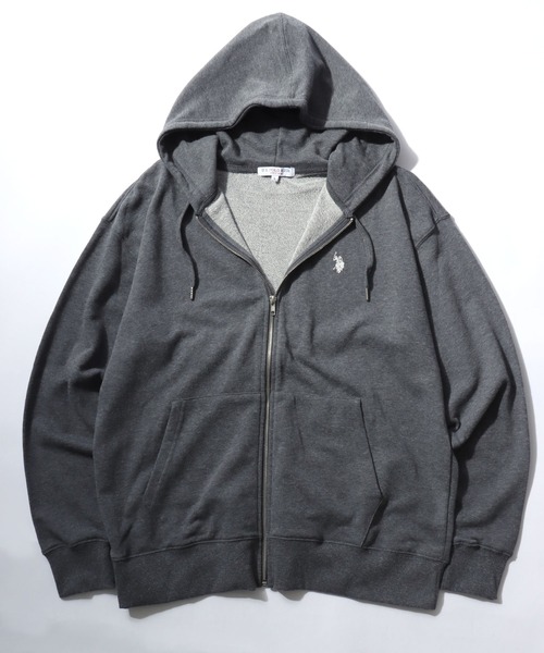 U.S. POLO ASSN.（ユーエスポロアッスン）の「U.S.POLO ASSN.（ユーエスポロアッスン）ブランドロゴ刺繍スウェット ジップアップパーカー/ビッグシルエット/ユニセックス（パーカー・メンズ・ブラック/アッシュグレー/チャコールグレー/グレー・LL/M/L）」の7枚目の写真