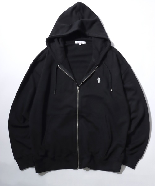 U.S. POLO ASSN.（ユーエスポロアッスン）の「U.S.POLO ASSN.（ユーエスポロアッスン）ブランドロゴ刺繍スウェット ジップアップパーカー/ビッグシルエット/ユニセックス（パーカー・メンズ・ブラック/アッシュグレー/チャコールグレー/グレー・LL/M/L）」の5枚目の写真