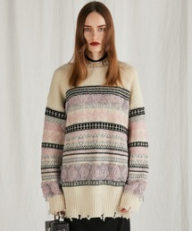 PRANK PROJECT | 【24WINTER PRE ORDER】スラブダメージノルディックニット/Slub Damaged Nordic Knit(ニット/セーター)