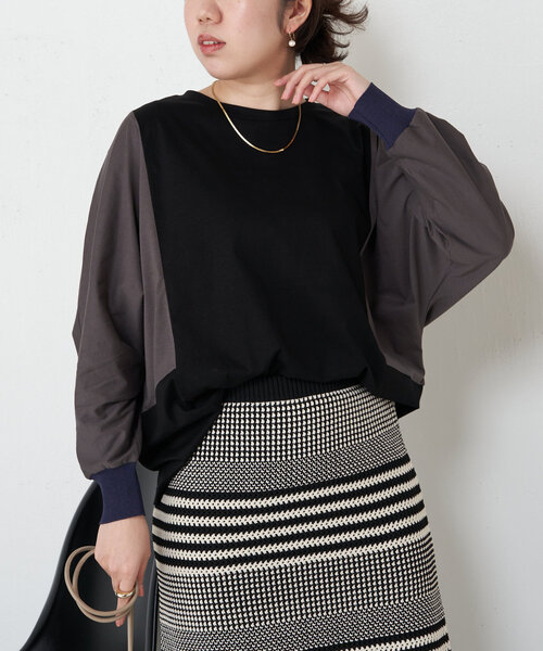 Jena espace merveilleux(ジェナ エスパスメルヴェイユ)の「配色ドルマンカットソー(Tシャツ/カットソー・レディース・ベージュ/ブラック/カーキ・FREE)」の8枚目の写真