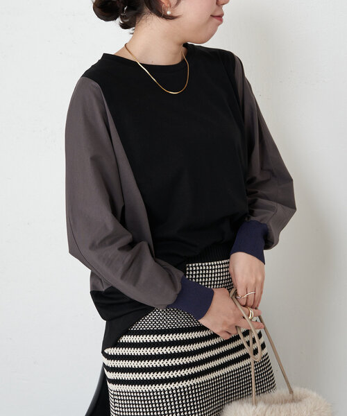 Jena espace merveilleux(ジェナ エスパスメルヴェイユ)の「配色ドルマンカットソー(Tシャツ/カットソー・レディース・ベージュ/ブラック/カーキ・FREE)」の10枚目の写真